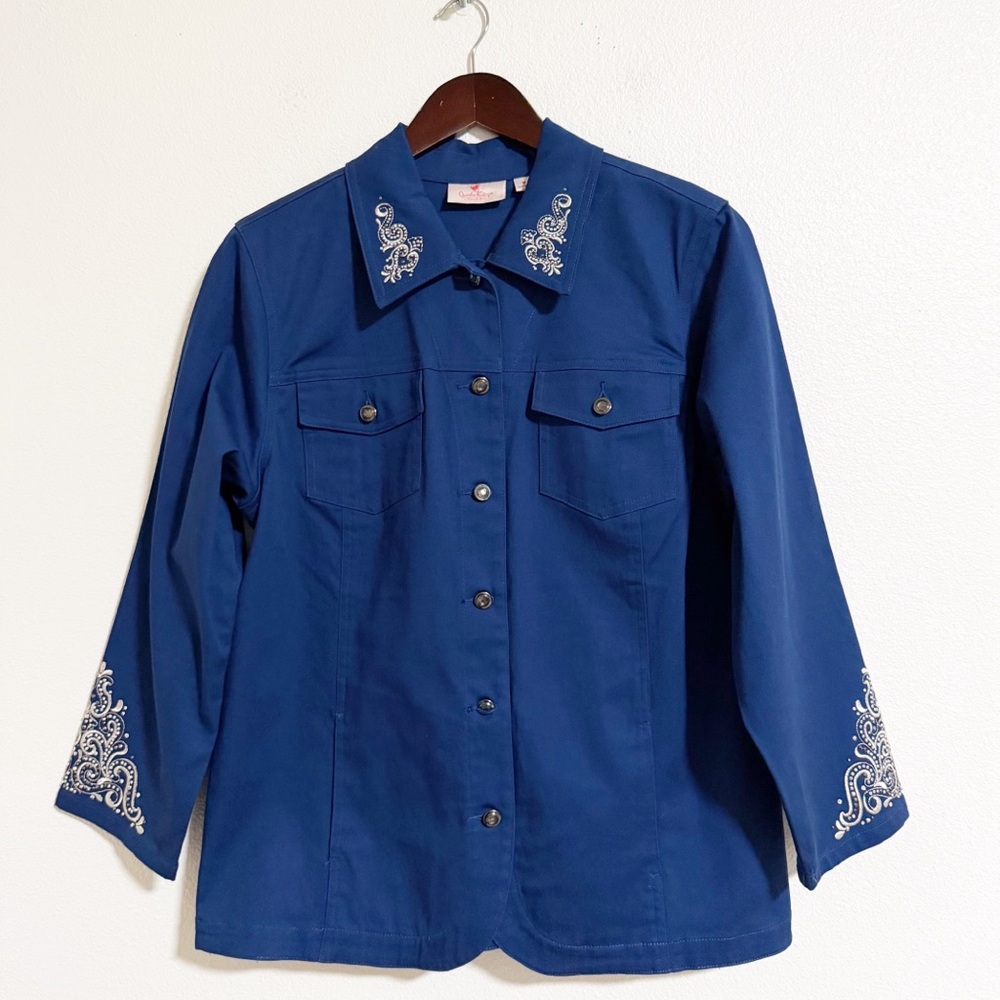 Quacker Factory Embroidered Scroll Embellished Twill Jacket